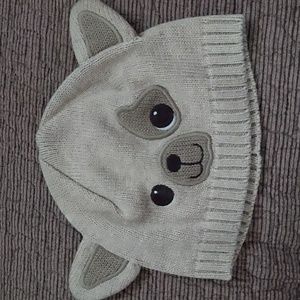 Infant Puppy Hat Baby Dog Ears Eye Spot Beige Tan Neutral Unisex Autumn Winter